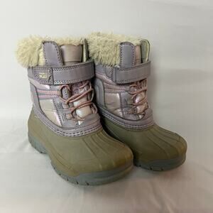 Stride Rite Made2Play Frost Trek Iridescent Snow Boots Faux Fur Girls Size 9